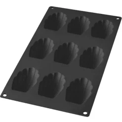 Lékué Bakvorm uit silicone voor 9 madeleines zwart 7x4.7x1.7cm