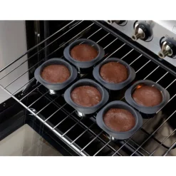 Lékué Set van 6 bakvormen voor moelleux uit silicone grijs Ø 7.5cm H 6cm