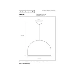 Lucide AKRON Hanglamp-Grijs-Ø50-1xE27-40W-Metaal
