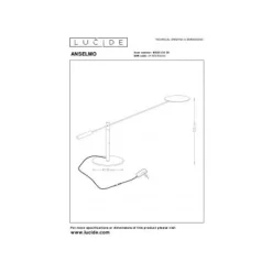 Lucide ANSELMO - Bureaulamp - Ø 25 cm - LED Dimb. - 1x9W 3000K - Zwart Lucide