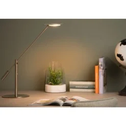 Lucide ANSELMO - Bureaulamp - Ø 25 cm - LED Dimb. - 1x9W 3000K - Mat chroom Lucide
