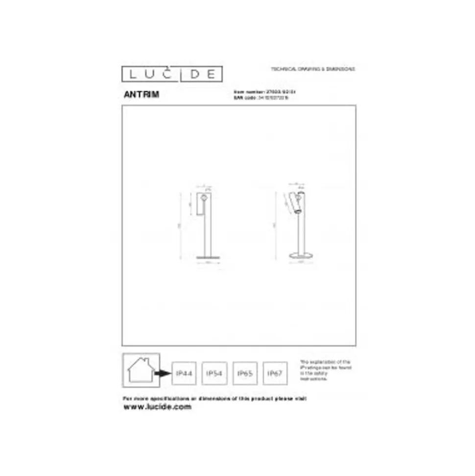 Lucide ANTRIM Tafellamp-Wit-LED Dimb.-2,2W-2700K-4V-IP54