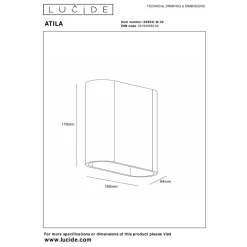 Lucide ATILA - Wandlamp Binnen/Buiten - LED - 2x5W 2700K - IP54 - Zwart
