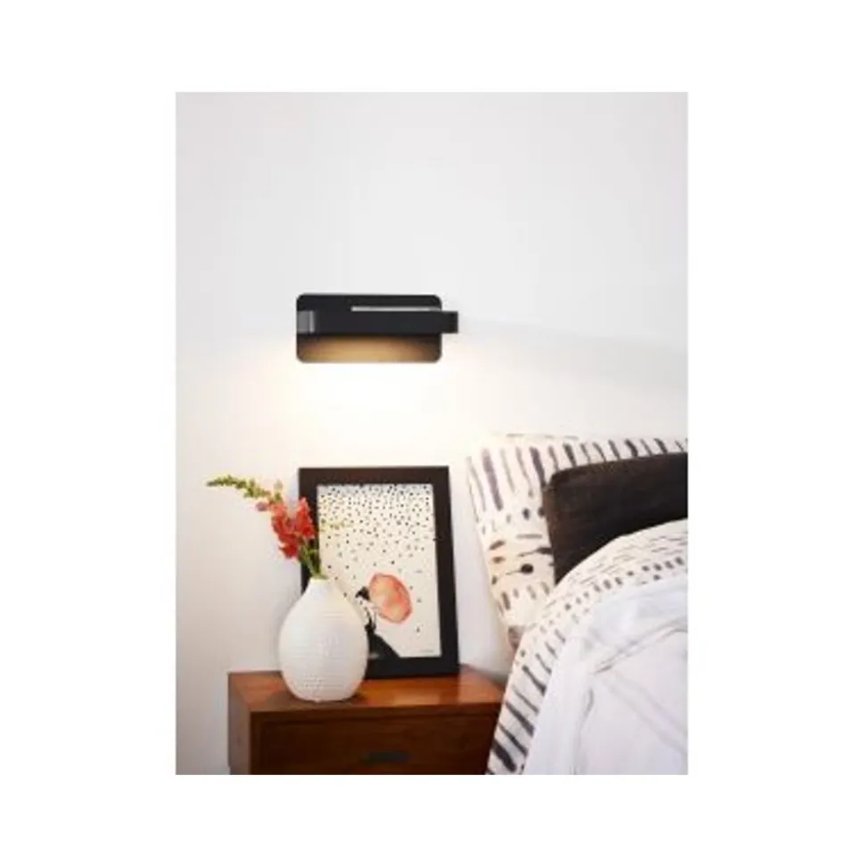 Lucide ATKIN - Bedlamp - LED - 1x5W 2700K - Met USB oplaadpunt - Zwart