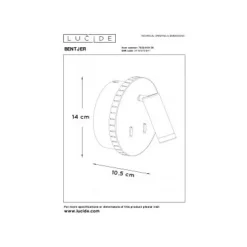 Lucide BENTJER - Wandlamp - Ø 14 cm - LED - 3000K - Zwart