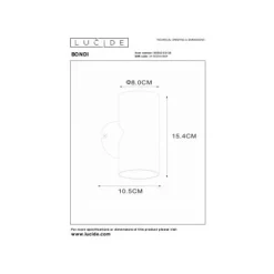 Lucide BONDI Wandspot-Zwart-2xGU10-50W-Alumin.