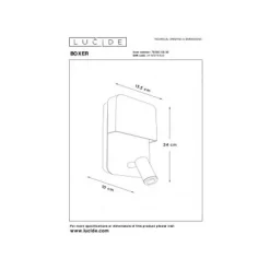 Lucide BOXER - Wandlamp - LED - 1x10W 3000K - Met USB oplaadpunt - Zwart Lucide