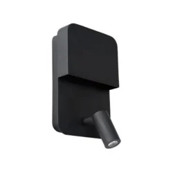 Lucide BOXER - Wandlamp - LED - 1x10W 3000K - Met USB oplaadpunt - Zwart Lucide