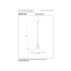 Lucide BRASSY-BIS - Hanglamp - Ø 31 cm - 1xE27 - Zwart