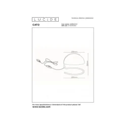 Lucide CATO Tafellamp-Wit-Ø23,5-1xE27-40W-Glas