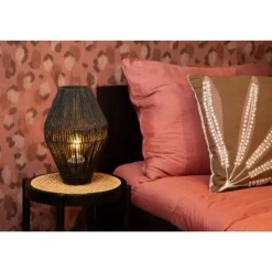 Lucide CORDULLE Tafellamp-Zwart-1xE27-40W-Papier