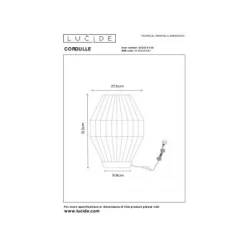 Lucide CORDULLE Tafellamp-Zwart-1xE27-40W-Papier