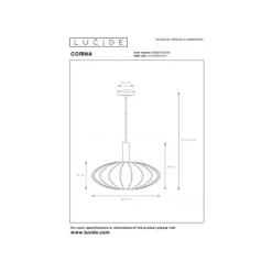 Lucide CORINA Hanglamp-Zwart-Ø50-1xE27-40W-Polyes.