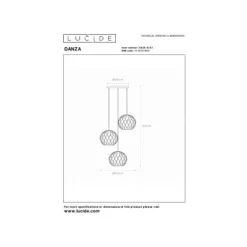 Lucide DANZA Hanglamp-Mat Go.-Ø50-3xE27-40W-Metaal