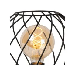 Lucide DANZA Tafellamp-Zwart-Ø25-1xE27-40W-Metaal