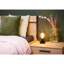 Lucide DANZA Tafellamp-Zwart-Ø25-1xE27-40W-Metaal