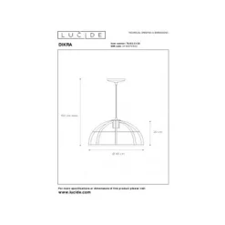 Lucide DIKRA Hanglamp E27 60W Ø40cm Zwart