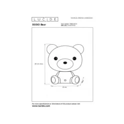 Lucide DODO Bear - Tafellamp Kinderkamer - LED Dimb. - 3 StepDim - Wit