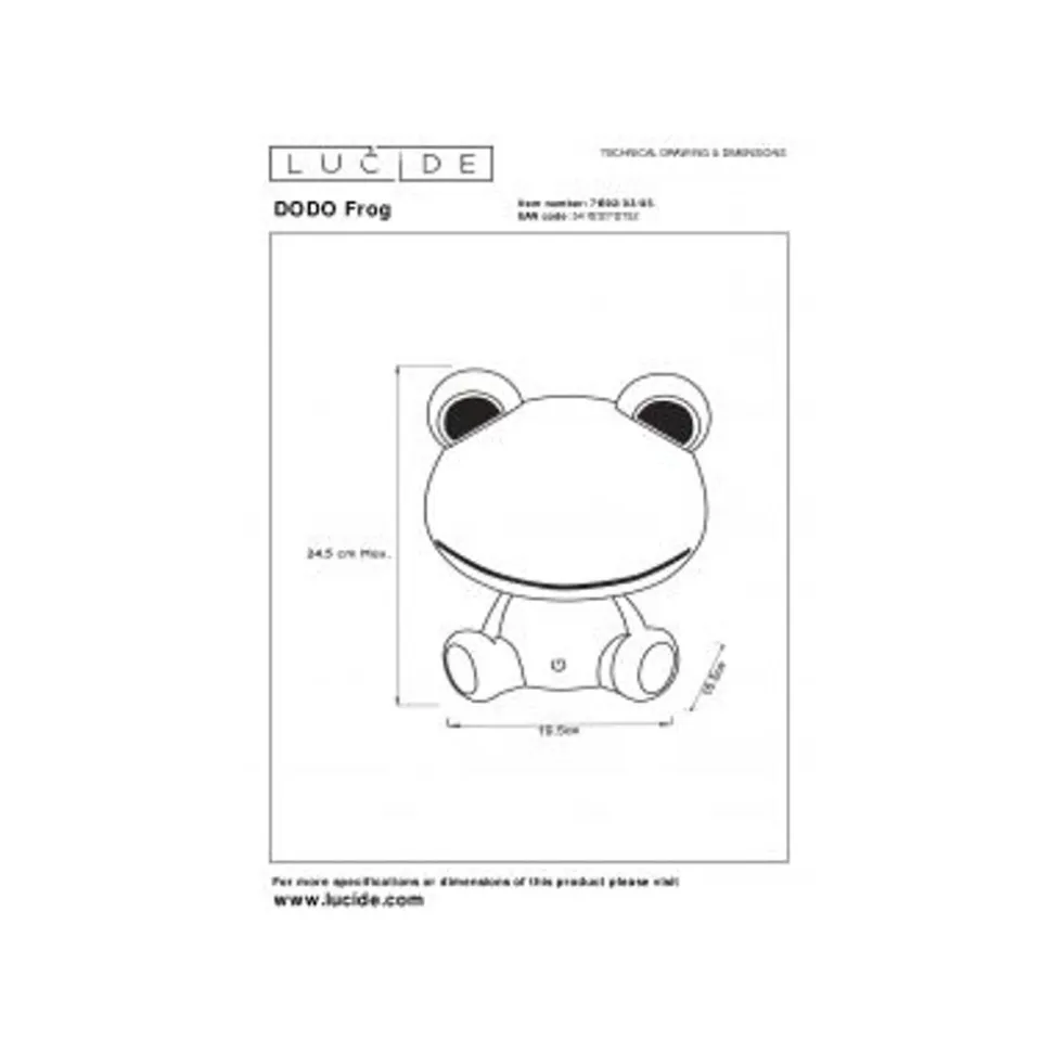 Lucide DODO FROG TAFELLAMP LED 3W GROEN 71592/03/85