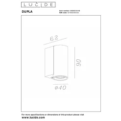 Lucide DUPLA - Wandspot / Wandlamp - 1xGU10 (MR11) - Grijs ijzer