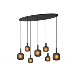 Lucide ELOISE Hanglamp-Zwart-7xE27-40W-Glas