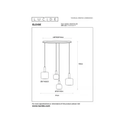 Lucide ELOISE Hanglamp-Zwart-4xE27-40W-Glas