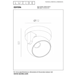 Lucide ESFERA Wandspot-Grijs .-Ø11,2-LED Dimb.-9W2700K