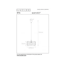 Lucide ETTA - Hanglamp - Ø 39 cm - 1xE27 - Licht hout