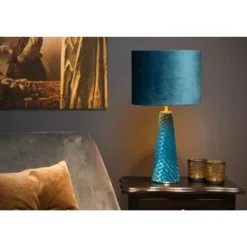 Lucide EXTRAVAGANZA VELVET - Tafellamp - Ø 25 cm - 1xE27 - Turkoois