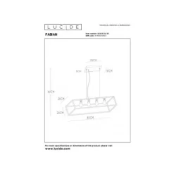 Lucide FABIAN - Hanglamp - 4xE27 - Zwart Lucide