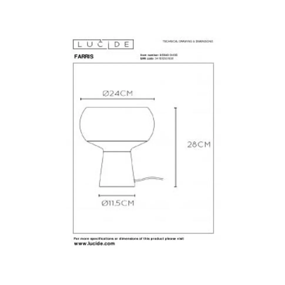 Lucide FARRIS Tafellamp-Groen-1xE27-25W-Glas