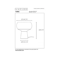 Lucide FARRIS Tafellamp-Zwart-1xE27-25W-Glas
