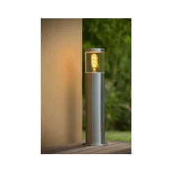 Lucide FEDOR - Sokkellamp Buiten - 1xE27 - IP44 - Mat chroom