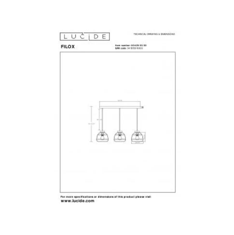 Lucide FILOX Hanglamp-Zwart-3xE27-40W-Metaal