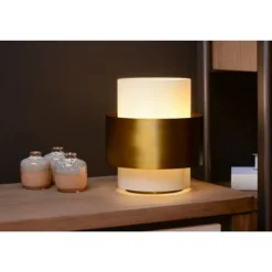 Lucide FIRMIN - Tafellamp - Ø 20 cm - 1xE27 - Mat Goud / Messing