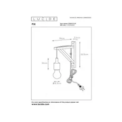 Lucide FIX WALL - Wandlamp - 1xE27 - Zwart Lucide