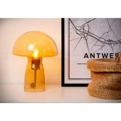 Lucide FUNGO Tafellamp-Oranje-1xE27-60W-Glas