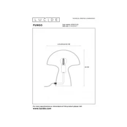 Lucide FUNGO Tafellamp-Oranje-1xE27-60W-Glas