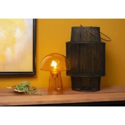 Lucide FUNGO Tafellamp-Oranje-1xE27-60W-Glas