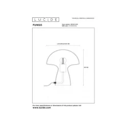Lucide FUNGO Tafellamp-Roze-1xE27-60W-Glas