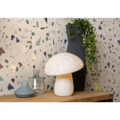 Lucide FUNGO Tafellamp-Wit-1xE14-25W-Porsel.