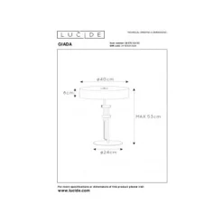 Lucide GIADA - Tafellamp - Ø 40 cm - 2xE27 - Mat Goud / Messing