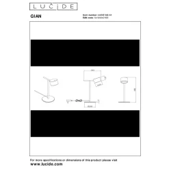Lucide GIAN Tafellamp-Taupe-LED Dimb.-8W-2700K-12V-Metaal