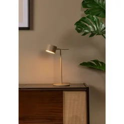 Lucide GIAN Tafellamp-Taupe-LED Dimb.-8W-2700K-12V-Metaal