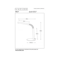 Lucide GILLY - Bureaulamp - LED - 1x3W 2700K - Zwart Lucide