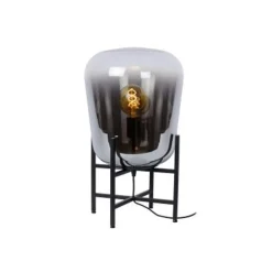 Lucide GLORIO Tafellamp-Zwart-Ø32-1xE27-60W-Glas