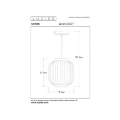 Lucide GOSSE - Hanglamp - Ø 19,5 cm - 1xE27 - Wit