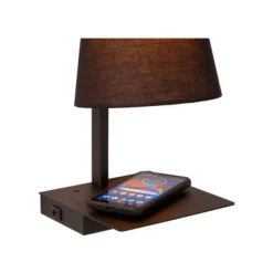 Lucide GREGORY Bedlamp-Zwart-1xE27-60W-Met USB oplaadpunt