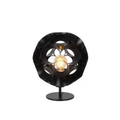 Lucide HANNELOR. Tafellamp-Zwart-Ø25-1xE27-40W-Metaal