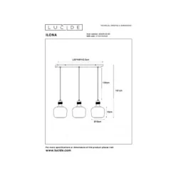 Lucide ILONA Hanglamp-Amber-3xE27-40W-Glas